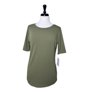 LuLaRoe GiGi Top L Hunter Army Green Solid Short Sleeve Tee NWT Womens